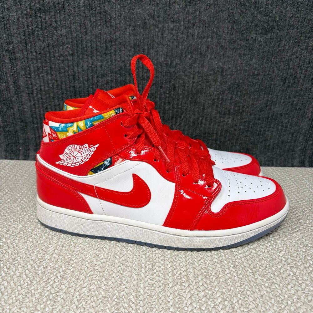 Nike Air Jordan 1 Mid SE Barcelona Sweater Chile Red Patent Mens 10 DC7294-600